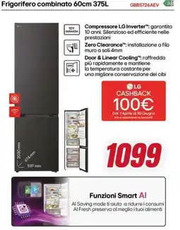 Trony LG Frigorifero combinato 375L GBBS726AEVA offerta