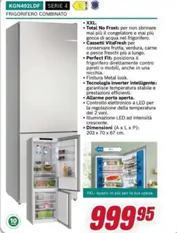 Trony BOSCH KGN492LDF SERIE 4 FRIGORIFERO COMBINATO offerta