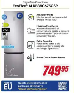 Trony SAMSUNG Frigorifero Combinato EcoFlex Al RB38C675CS9 offerta