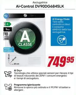 Trony SAMSUNG Asciugatrice Ai Control DV90DG6845LK offerta
