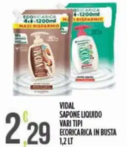 Euroesse Vidal sapone liquido ecoricarica in busta 1,2 lt offerta