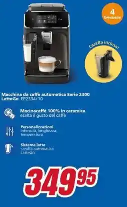 Trony PHILIPS Macchina da caffè automatica Serie 2300 LatteGo EP2334/10 offerta