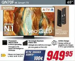 Trony SAMSUNG QN70F 4K Smart TV 65" offerta