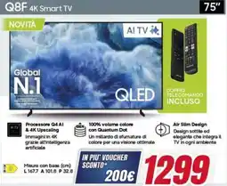 Trony SAMSUNG Q8F 4K Smart TV 75" offerta