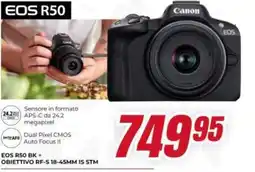 Trony Canon EOS R50 BK + OBIETTIVO RF-S 18-45MM IS STM offerta