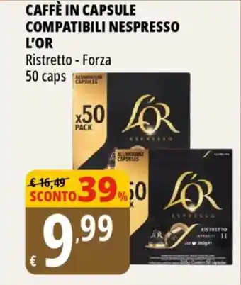 Tigros Caffè in capsule compatibili nespresso L'OR offerta