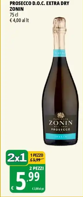 Tigros Prosecco d.o.c. extra dry ZONIN offerta