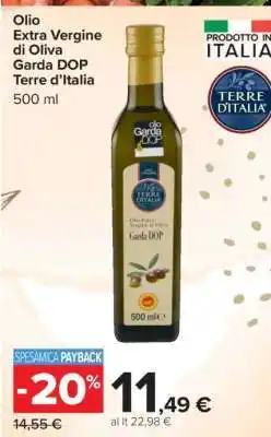 Carrefour Olio Extra Vergine di Oliva Garda DOP Terre d’Italia offerta
