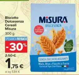 Carrefour Biscotto Dolcesenza Cereali Misura offerta