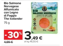 Carrefour Bio Salmone Norvegese Affumicato con Legno di Faggio The Icelander offerta