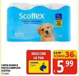 Tigros Carta igienica pulito completo SCOTTEX offerta