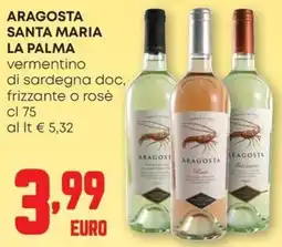 Pam Aragosta santa maria la palma vermentino di sardegna doc, frizzante o rosè offerta