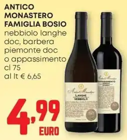 Pam Antico monastero famiglia bosio nebbiolo langhe doc, barbera piemonte doc o appassimento offerta