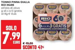 Pam TONNO PINNA GIALLA RIO MARE all'olio di oliva offerta