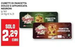 Pam Cubetti di pancetta dolce o affumicata NEGRONI offerta