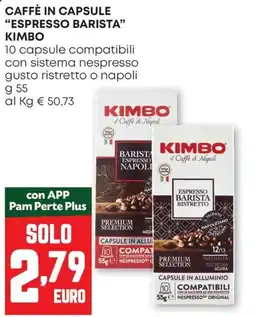 Pam Caffè in capsule "espresso barista" KIMBO offerta
