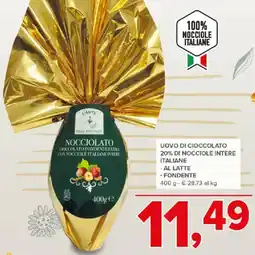Todis Uovo di cioccolato 20% di nocciole intere italiane offerta