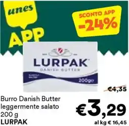 Unes Burro Danish Butter leggermente salato LURPAK offerta