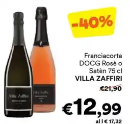 Unes Franciacorta DOCG Rosè o Satén VILLA ZAFFIRI offerta