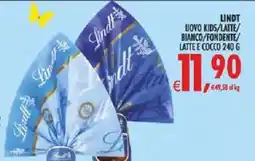 Deco Supermercati Lindt uovo kids/latte bianco/fondente/ latte e cocco offerta