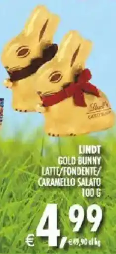 Deco Supermercati Lindt gold bunny latte/fondente/ caramello salato offerta