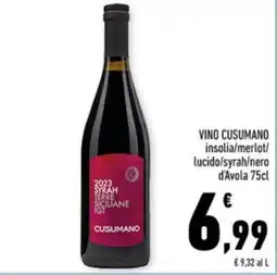 Conad City VINO CUSUMANO insolia/merlot/ lucido/syrah/nero d'Avola offerta