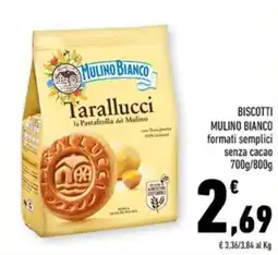Conad City Biscotti mulino bianco formati semplici senza cacao offerta