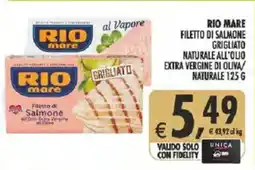 Deco Supermercati Rio mare filetto di salmone grigliato naturale all'olio extra vergine di oliva naturale offerta