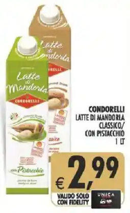 Deco Supermercati Condorelli latte di mandorla classico/ con pistacchio offerta