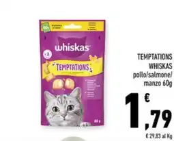 Conad City Temptations whiskas pollo/salmone/ manzo offerta