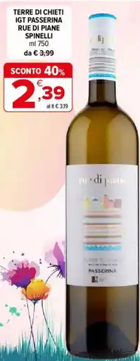 Iperal Terre di chieti igt passerina RUE DI PIANE SPINELLI offerta