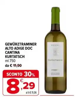 Iperal Gewürztraminer alto adige DOC CANTINA KURTATSCH offerta