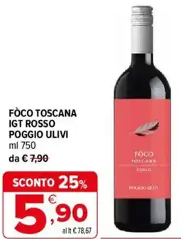 Iperal Foco toscana IGT ROSSO POGGIO ULIVI offerta