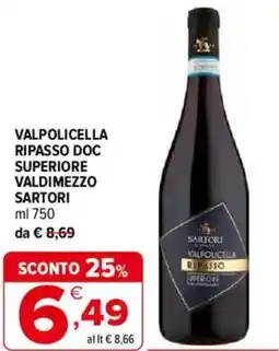 Iperal Valpolicella ripasso doc superiore valdimezzo SARTORI offerta