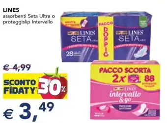 Esselunga LINES assorbenti Seta Ultra o proteggislip Intervallo offerta