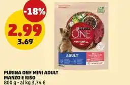 PENNY Purina one mini adult manzo e riso offerta