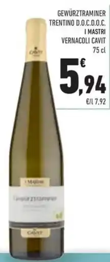 Conad Gewürztraminer trentino d.o.c.d.o.c. i mastri vernacoli cavit offerta
