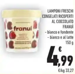Conad Lamponi freschi congelati ricoperti al cioccolato FRANUÌ offerta