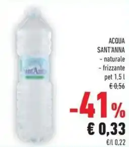 Conad Acqua sant'anna naturale, frizzante offerta