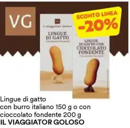 Unes Lingue di gatto con burro italiano o con cioccolato fondente IL VIAGGIATOR GOLOSO offerta