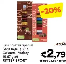 Unes Cioccolatini Special Nuts o Colourful Variety RITTER SPORT offerta