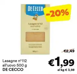 Unes Lasagne n°112 all'uovo DE CECCO offerta