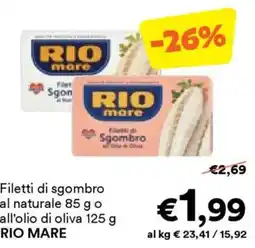 Unes Filetti di sgombro al naturale o all'olio di oliva RIO MARE offerta