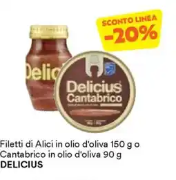 Unes Filetti di Alici in olio d'oliva o Cantabrico in olio d'oliva DELICIUS offerta
