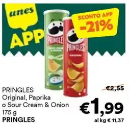 Unes PRINGLES Original, Paprika o Sour Cream & Onion PRINGLES offerta