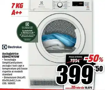 MediaWorld Edh4284tow asciugatrice libera installazione caricamento frontale 8 kg a++ bianco offerta