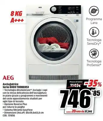 MediaWorld Asciugatrice serie 8000 t8dbe853 offerta