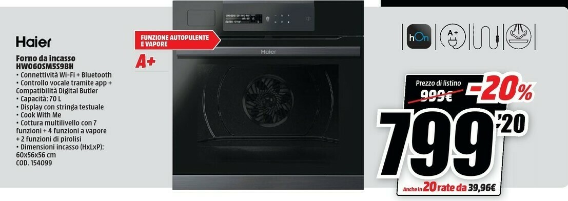 Forno da incasso hwo6osm5s9bh offerta di MediaWorld