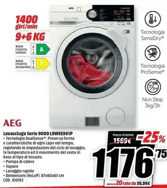 MediaWorld Lavasciuga serie 9000 l9wee961p offerta