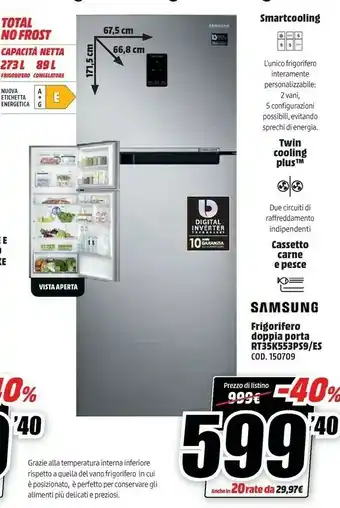 MediaWorld Rt38k553ps9 frigorifero con congelatore libera installazione e acciaio inossidabile offerta
